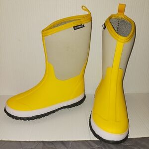 Jozniera Kids Rain Boots Waterproof Rubber Insulated Size 5 Youth Yellow NWT